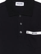 T-shirt per bambino Moschino Kids nera con colletto stile polo - Rubino Kids