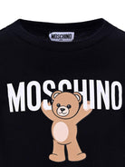 T-shirt per bambino Moschino Kids nero a maniche lunghe con stampa teddy - Rubino Kids