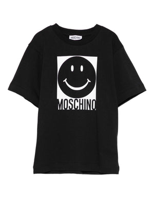 Moschino Kids black smiley print T-shirt for boys