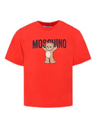 T-shirt per bambino Moschino Kids rosso con stampa Teddy Bear - Rubino Kids