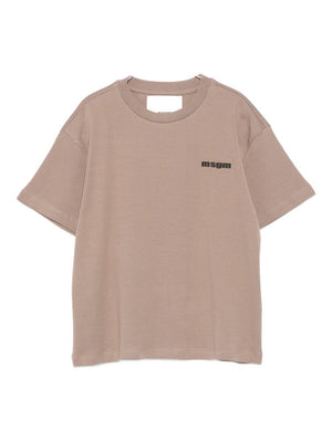 MSGM Kids beige T-shirt with logo on the front