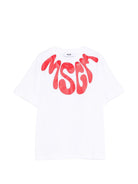 T-shirt per bambino MSGM Kids bianca con stampa grafica - Rubino Kids