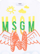 T-shirt per bambino MSGM Kids bianca con stampa grafica - Rubino Kids