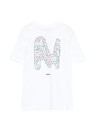 T-shirt per bambino MSGM Kids bianca con stampa grafica - Rubino Kids