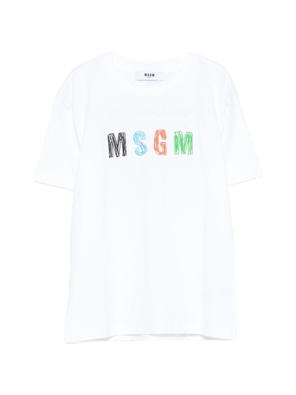 T-shirt per bambino MSGM Kids bianca con stampa grafica - Rubino Kids