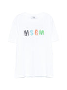 T-shirt per bambino MSGM Kids bianca con stampa grafica - Rubino Kids
