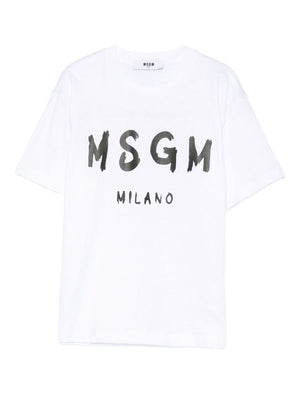 MSGM Kids white T-shirt with logo print