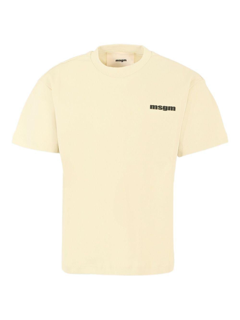 T-shirt per bambino MSGM Kids giallo chiaro con stampa logo - Rubino Kids