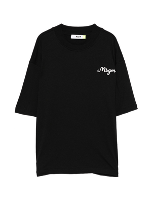 MSGM Kids black T-shirt with embroidered logo
