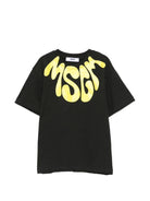 T-shirt per bambino MSGM Kids nera con stampa grafica - Rubino Kids