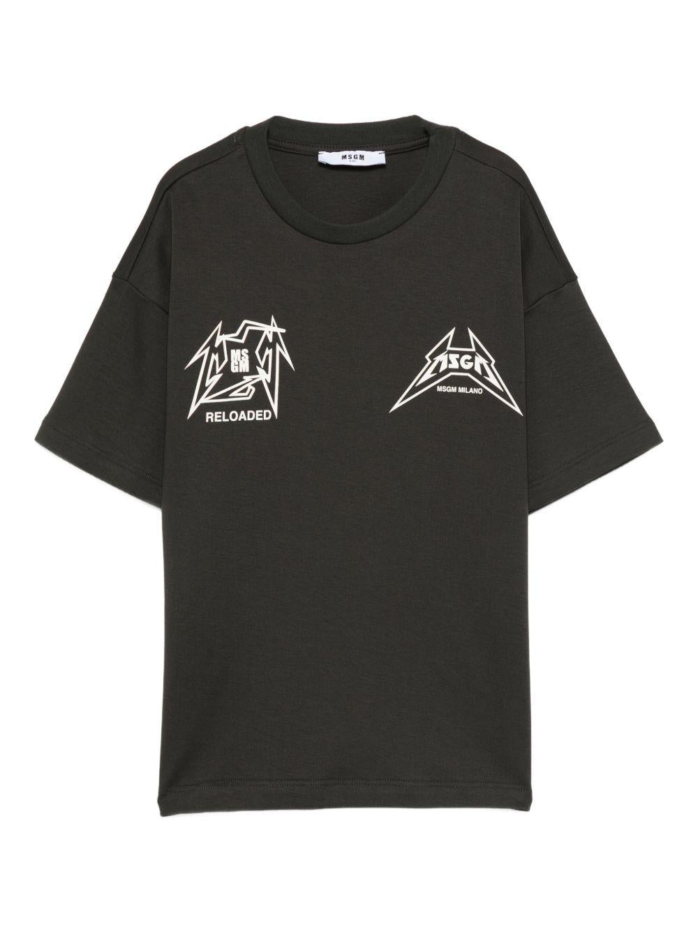 T-shirt per bambino MSGM Kids nera con stampa grafica sul davanti - Rubino Kids