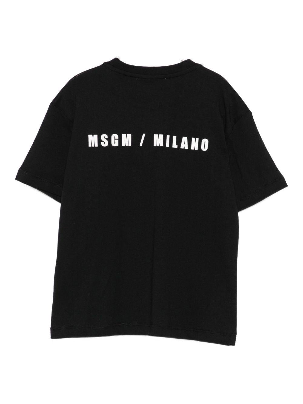 T-shirt per bambino MSGM Kids nera con stampa logo - Rubino Kids