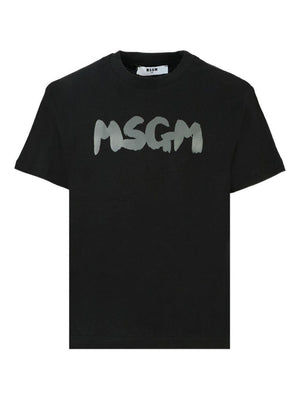 MSGM Kids black T-shirt with logo print