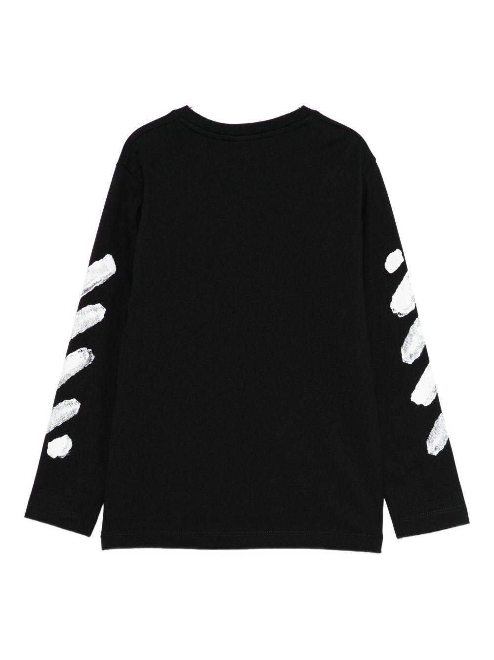 T-shirt per bambino Off - White Kids nera con logo sul davanti - Rubino Kids