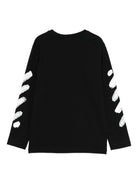 T-shirt per bambino Off - White Kids nera con logo sul davanti - Rubino Kids