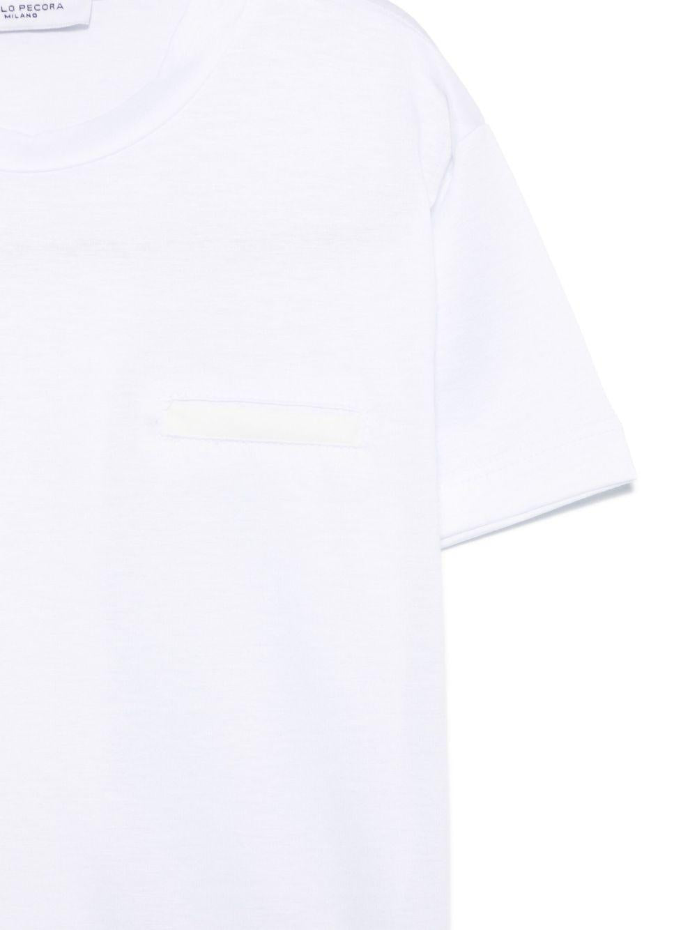 T-shirt per bambino Paolo Pecora Kids bianco con finto dettaglio tasca - Rubino Kids