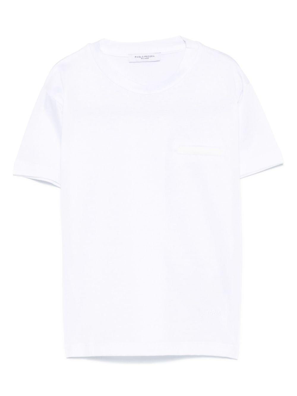 T-shirt per bambino Paolo Pecora Kids bianco con finto dettaglio tasca - Rubino Kids