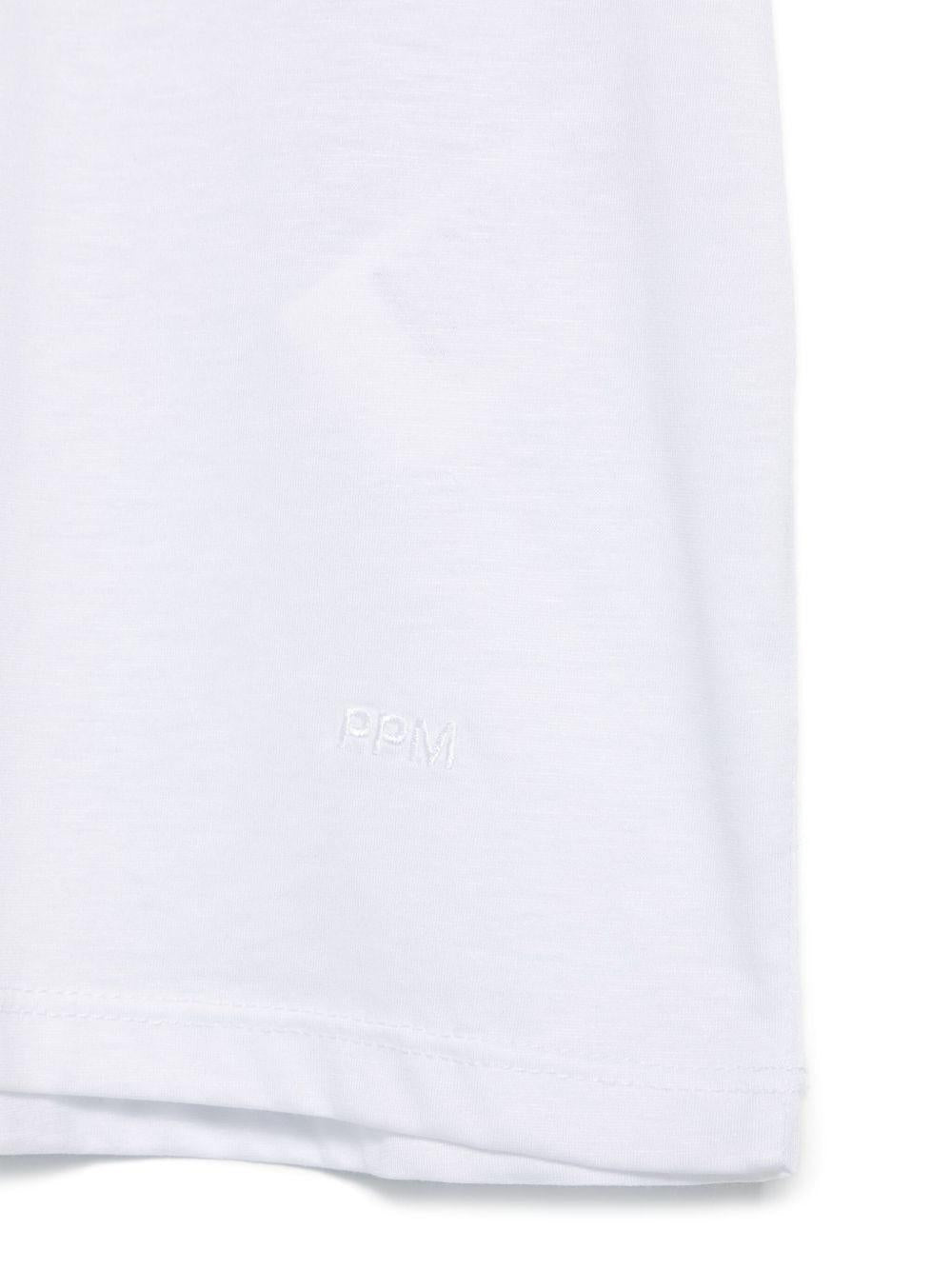 T-shirt per bambino Paolo Pecora Kids bianco con logo ricamato - Rubino Kids