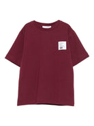 T-shirt per bambino Paolo Pecora Kids borgogna con applicazione sul petto - Rubino Kids