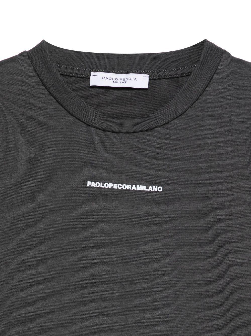 T-shirt per bambino Paolo Pecora Kids grigio a maniche lunghe con logo - Rubino Kids