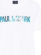 T-shirt per bambino Paul & Shark Junior bianca con logo sul davanti - Rubino Kids