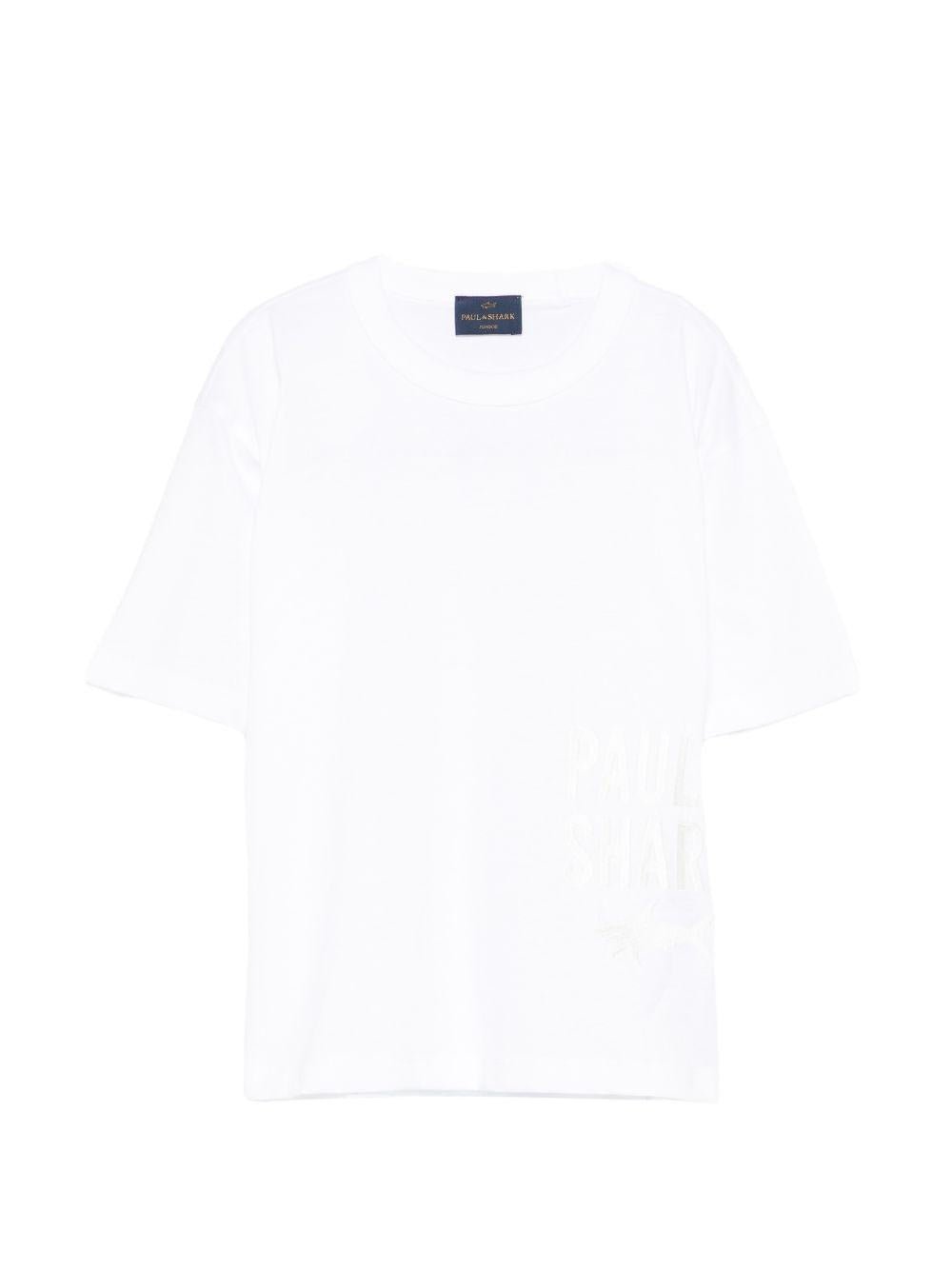 T-shirt per bambino Paul & Shark Kids bianca con logo sul davanti - Rubino Kids