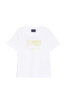 T-shirt per bambino Paul & Shark Kids bianca con stampa logo e squalo sul davanti - Rubino Kids