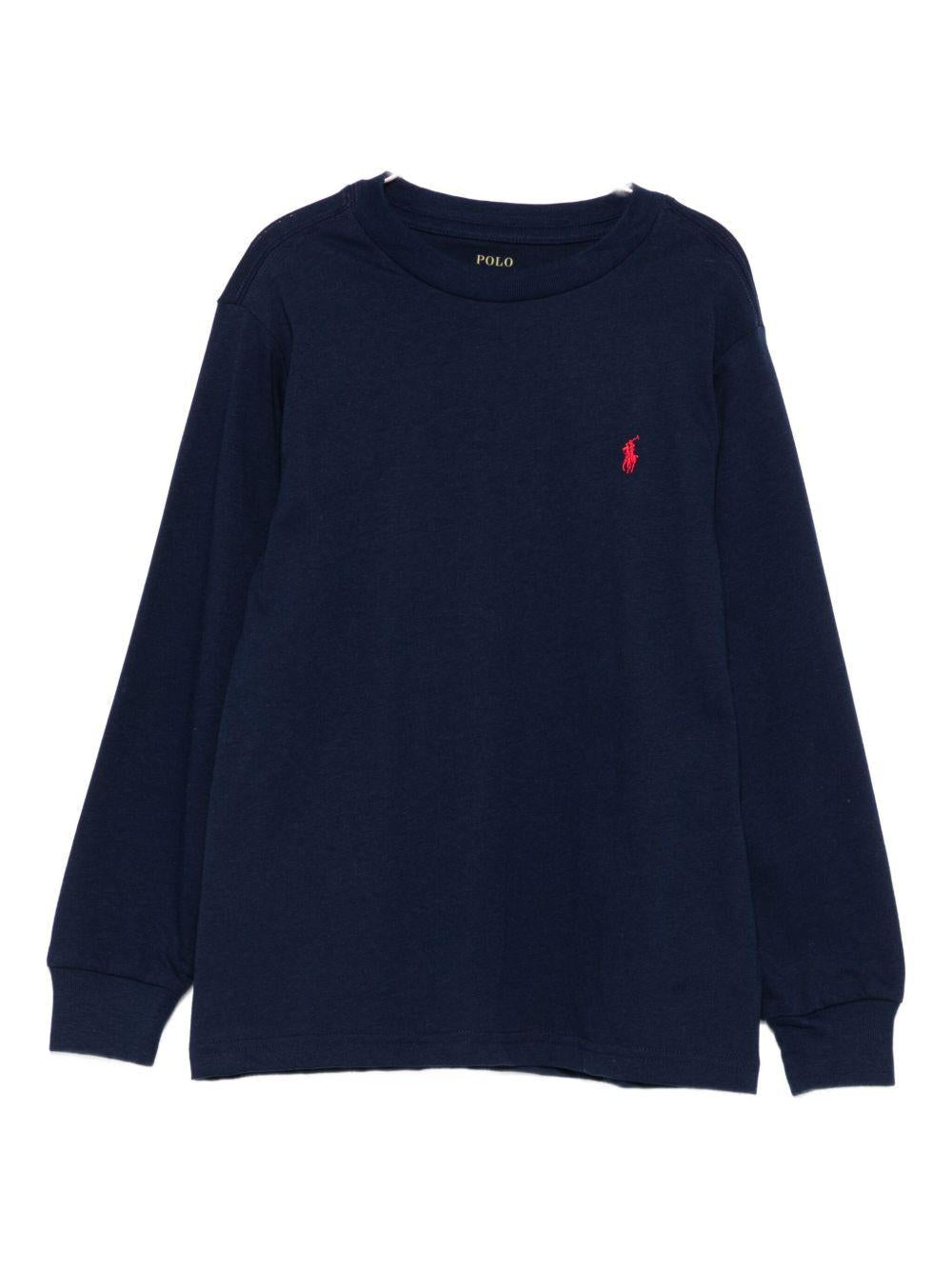 T-shirt per bambino Polo Ralph Lauren Kids blu con logo sul davanti - Rubino Kids
