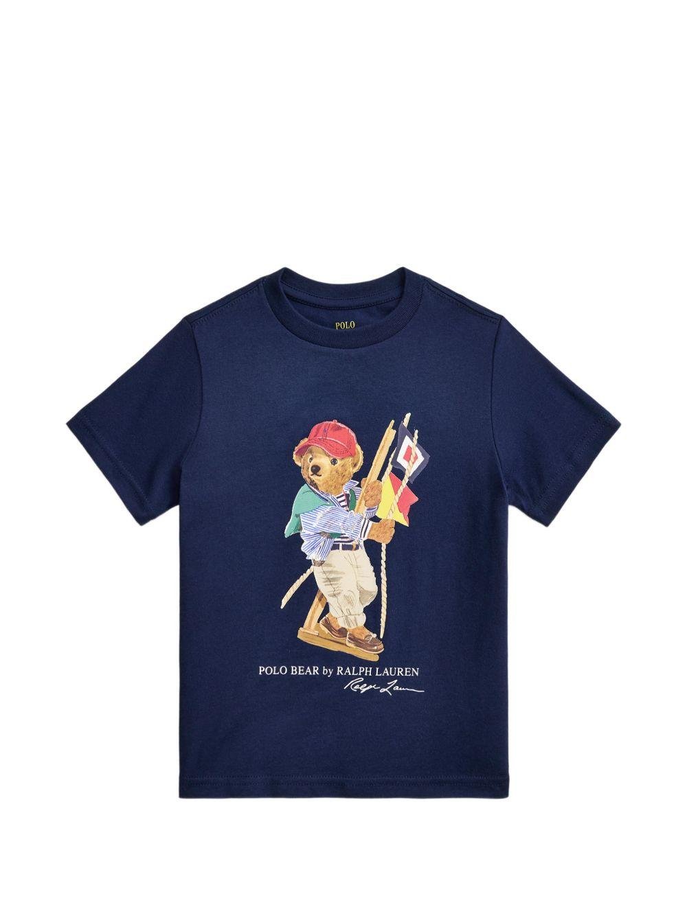T-shirt per bambino Polo Ralph Lauren Kids blu con stampa Polo Bear - Rubino Kids