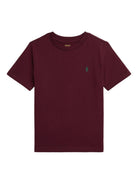 T-shirt per bambino POLO RALPH LAUREN KIDS borgogna con logo ricamato - Rubino Kids