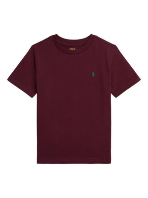 POLO RALPH LAUREN KIDS burgundy embroidered logo T-shirt for boys