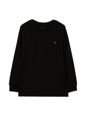 Black Polo Ralph Lauren Kids T-shirt with signature Polo Pony motif