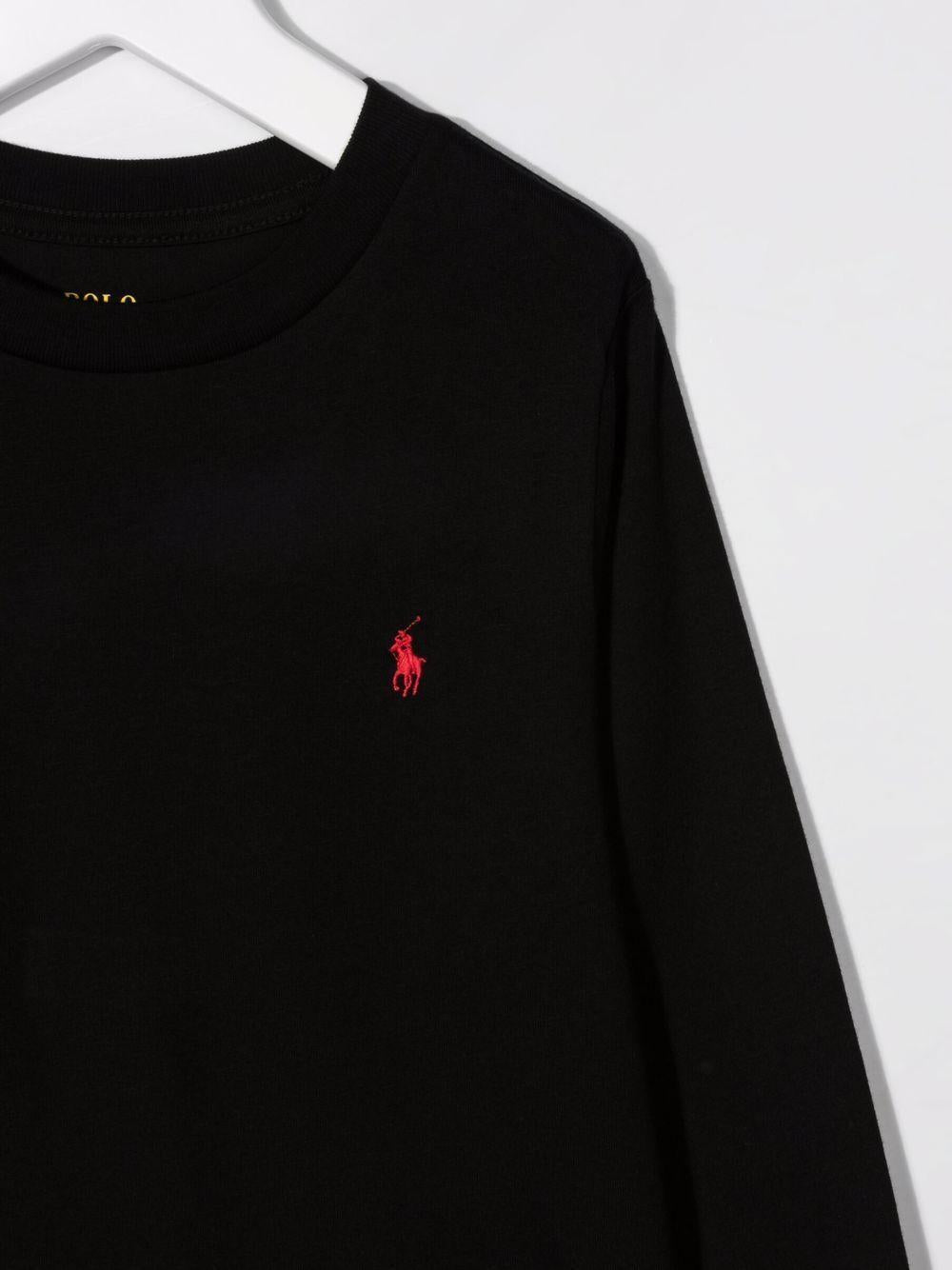 T-shirt per bambino Polo Ralph Lauren Kids nera con caratteristico motivo Polo Pony - Rubino Kids