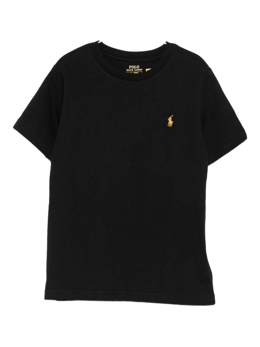T-shirt per bambino Polo Ralph Lauren Kids nera con logo ricamato - Rubino Kids