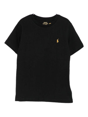 T-shirt per bambino Polo Ralph Lauren Kids nera con logo ricamato