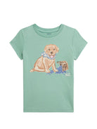 T-shirt per bambino Polo Ralph Lauren Kids verde con stampa cane - Rubino Kids