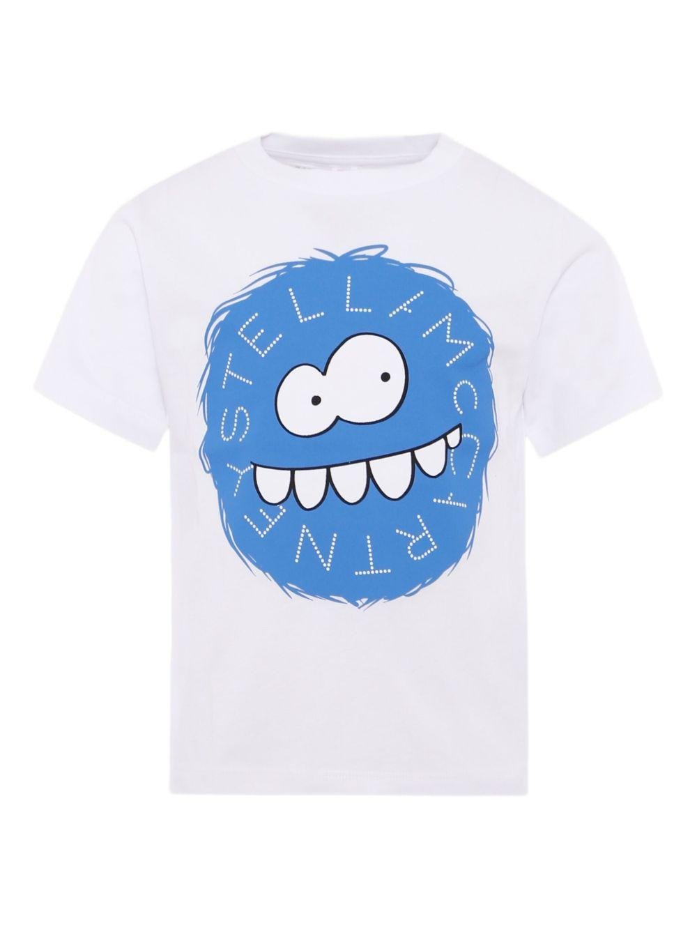 T-shirt per bambino Stella McCartney Kids bianca con faccia da mostro - Rubino Kids