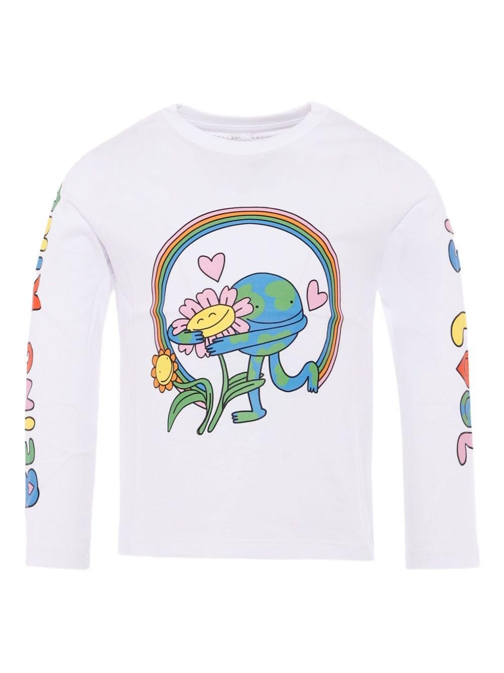 T-shirt per bambino Stella McCartney Kids bianco con stampa grafica - Rubino Kids