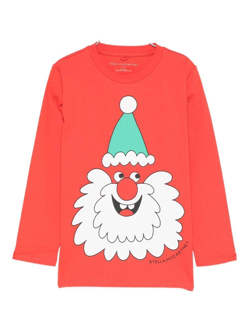 T-shirt per bambino Stella McCartney Kids rosso con stampa natalizia - Rubino Kids