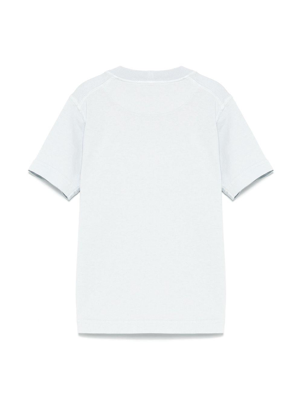 T-shirt per bambino Stone Island Junior azzurro con ricamo logo sul davanti - Rubino Kids