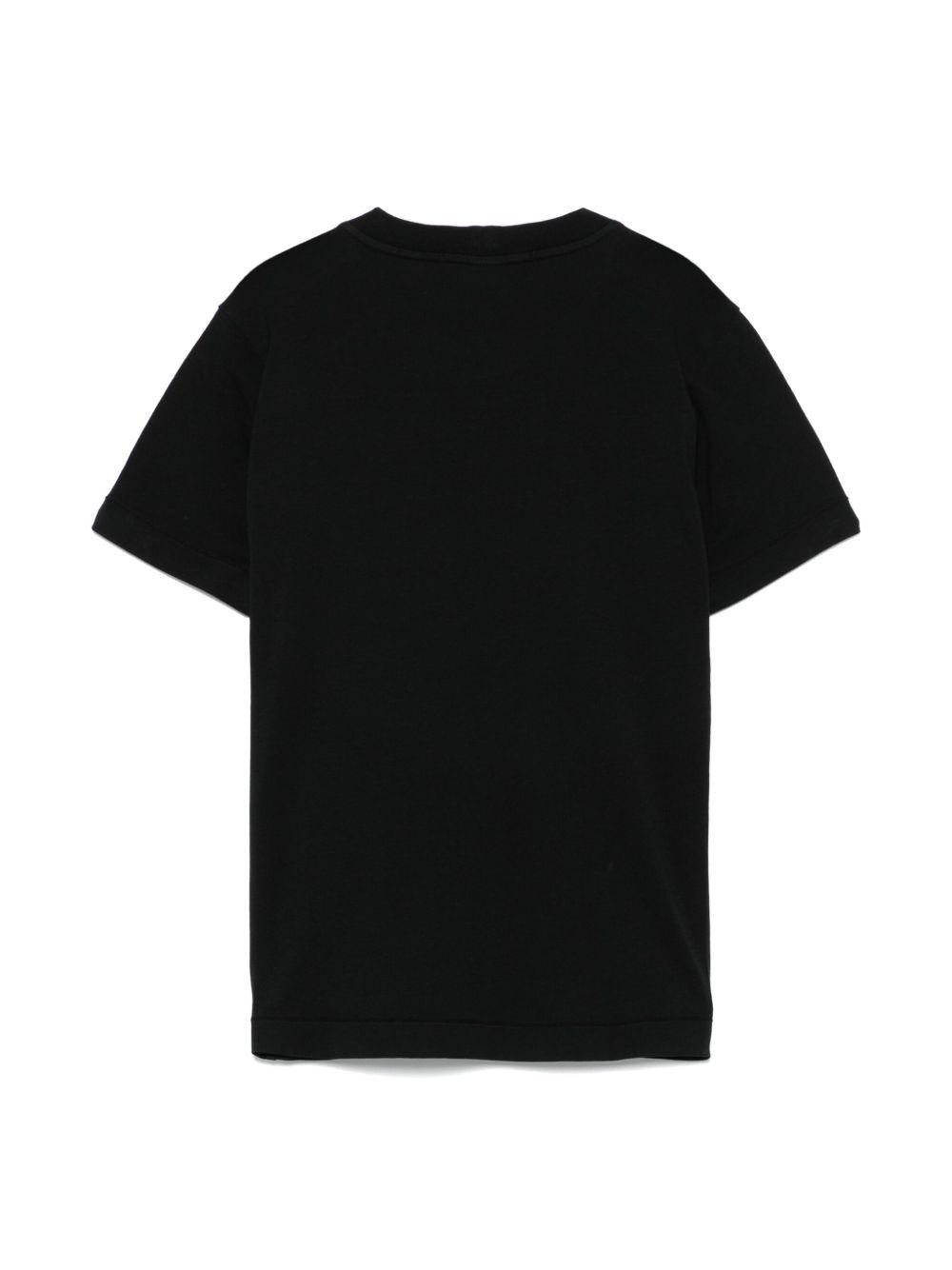 T-shirt per bambino Stone Island Junior nero con applicazione Compass - Rubino Kids