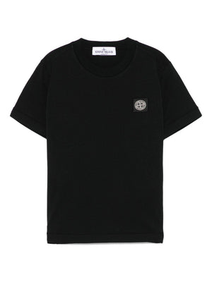 T-shirt per bambino Stone Island Junior nero con applicazione Compass