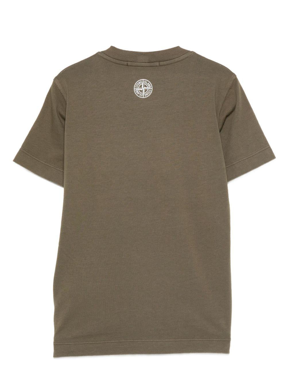 T-shirt per bambino Stone Island Junior verde con stampa del logo - Rubino Kids