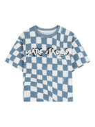 T-shirt per bambino the Marc Jacobs Kids azzurro con stampa a scacchi - Rubino Kids