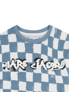 T-shirt per bambino the Marc Jacobs Kids azzurro con stampa a scacchi - Rubino Kids