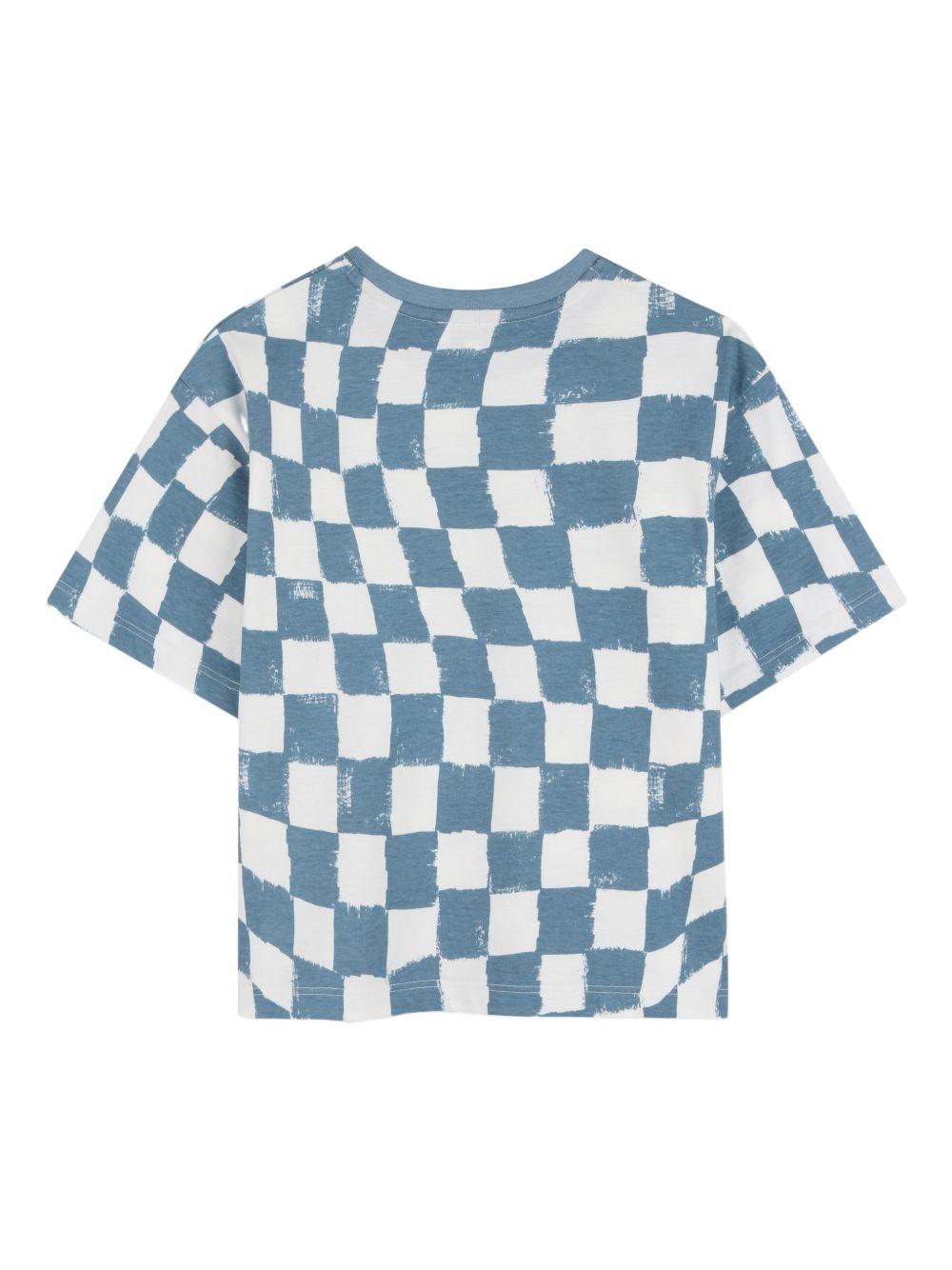 T-shirt per bambino the Marc Jacobs Kids azzurro con stampa a scacchi - Rubino Kids