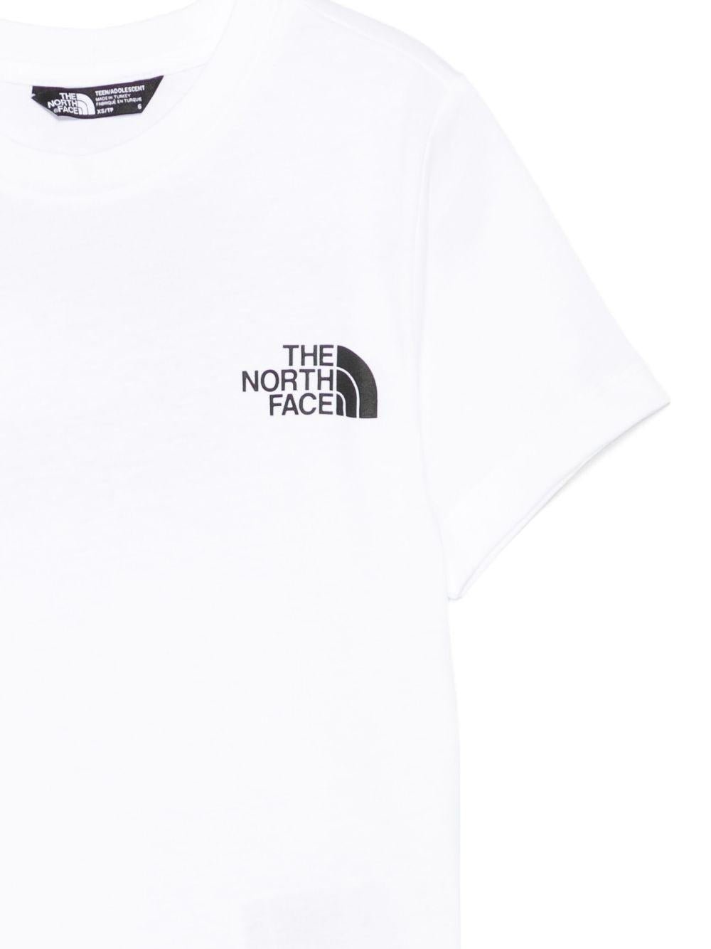 T-shirt per bambino The North Face Kids bianco con logo sul petto - Rubino Kids
