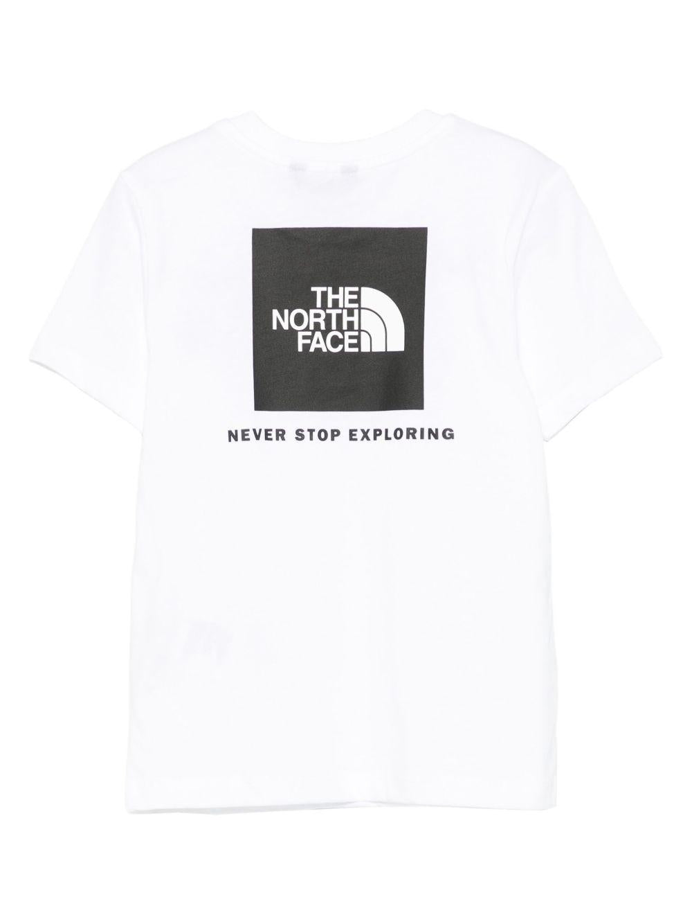 T-shirt per bambino The North Face Kids bianco con logo sul petto - Rubino Kids