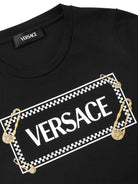 T-shirt per bambino Versace Kids nero con stampa logo - Rubino Kids