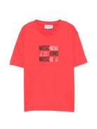 T-shirt per basmbino Moschino Kids rossa con stampa grafica - Rubino Kids